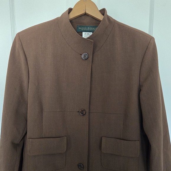 Vintage Harve Bernard Women's Longline Trench Coat Size 12 Brown Dark Academia - Picture 6 of 12